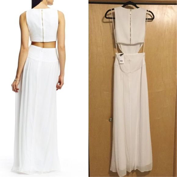 Long Crepe Column Dress with Side Cutouts - Picture 5 of 8